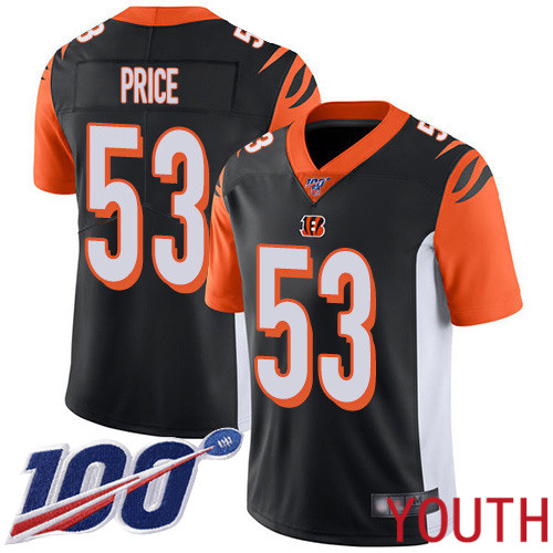Cincinnati Bengals Limited Black Youth Billy Price Home Jersey NFL Footballl 53 100th Season Vapor Untouchable